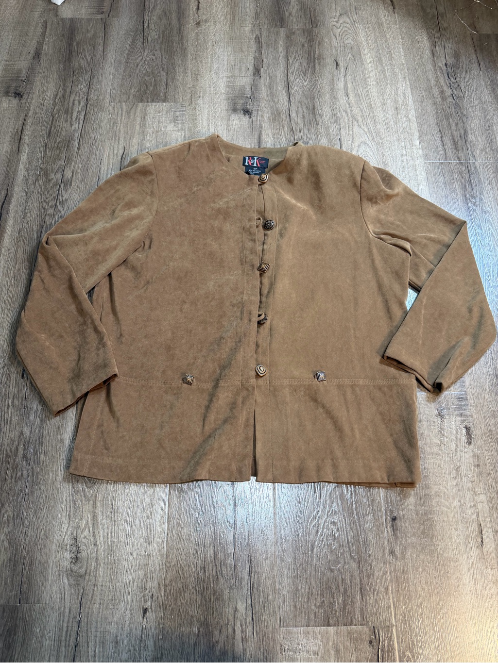 Brown Suede Button-Front Jacket